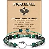 Sistble Pickleball Gifts for Women, Gifts for Pickleball Lovers Pickleball Bracelets Natural Stone Beaded Bracelets Mothers Day Birthday Pickle Ball Gifts for Women Handmade Jewelry