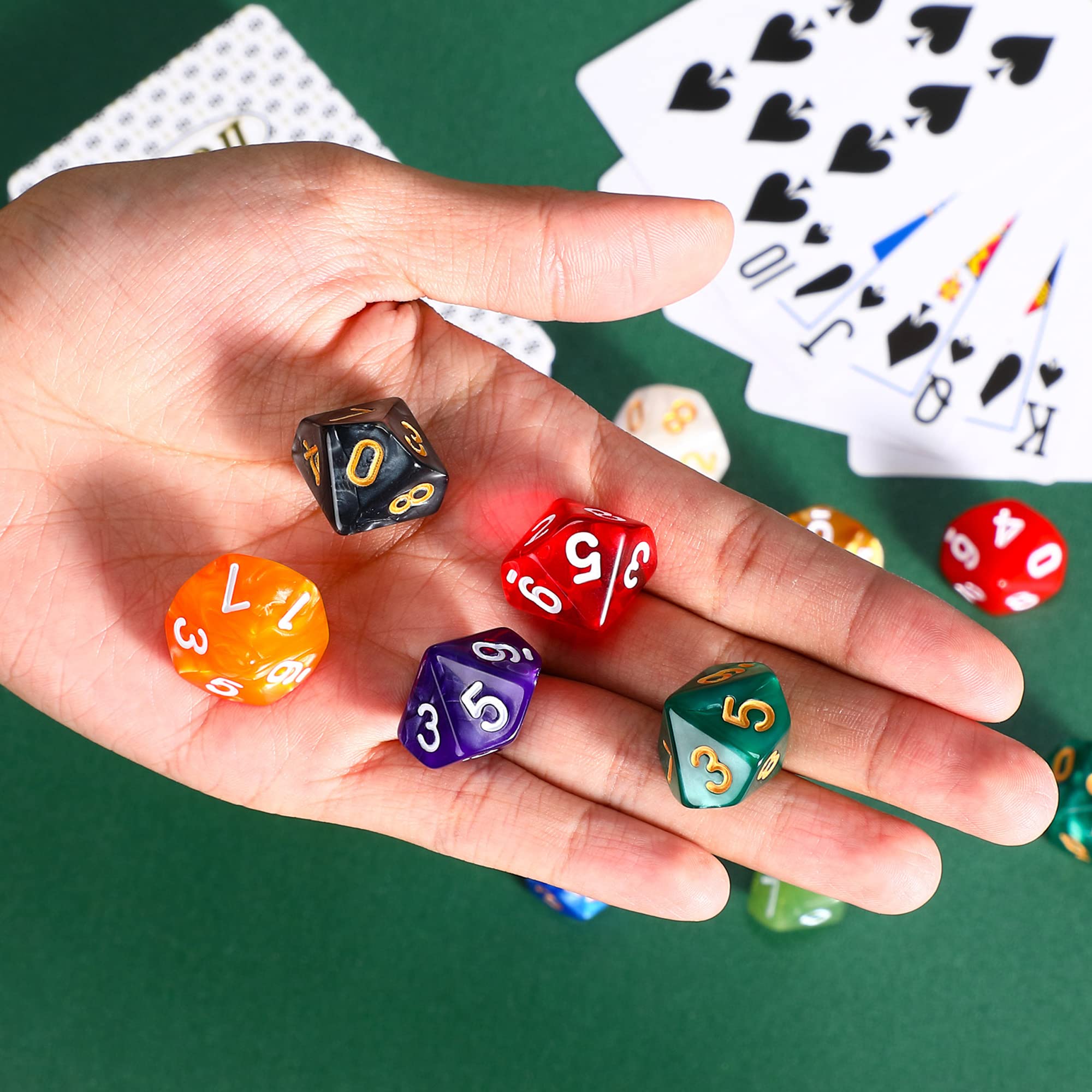 Skylety 50 Pieces Polyhedral Dice Sets with Black Pouch Compatible with RPG MTG Tabletop Role Playing Table Games Multi Colored Assortment (10 Sided Style)