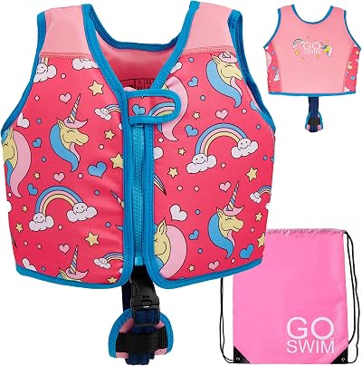 Go Swim Unicorn Float Vest Baby to Kids 1-6 Years 50+ UV Protection