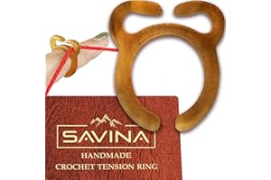 Savina Handmade Crochet Tension Ring for Finger - Adjustable Size - Horn Ring Crocheting, Knitting Yarn Ring Holder, Crochet Accessories with Box