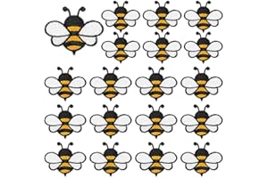 AUGSUN 30pcs Bee Iron on Patches Bee Embroidered Sew Applique Repair Patch DIY Crafts for Clothing Jacket Jeans Pants Dress Backpack Hat Bee Themed Birthday Party Decorations