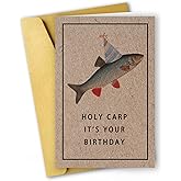 ICOOLYI Cute Carp Fish Birthday Card for Men Women, Funny Fishing Pun Birthday Cards for Friends, Humorous Carp Pun Birthday Card, Cute fishing Birthday Gift For Fishing Enthusiasts