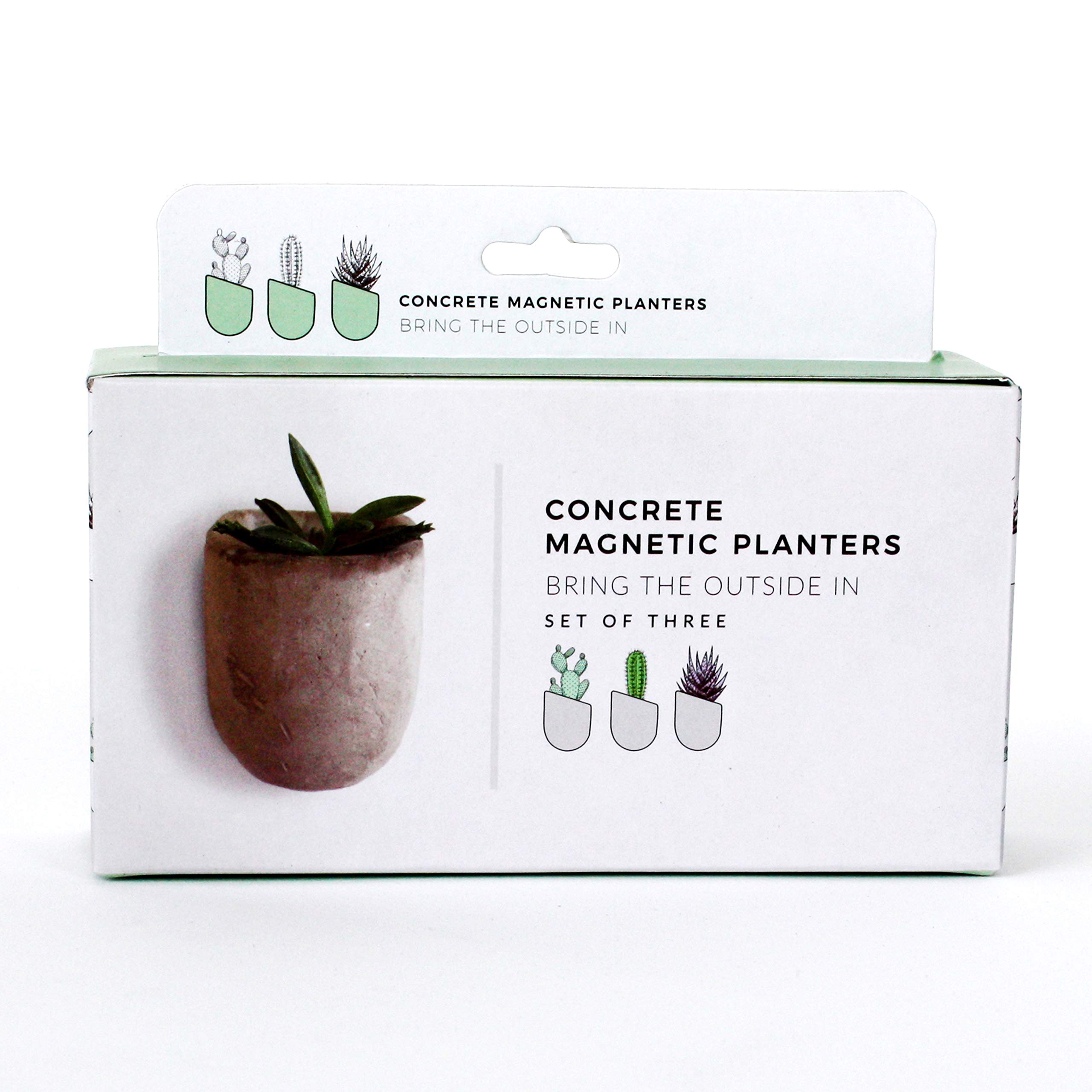 Gift Republic GR450067 Magnetic Planters, Grey, 5 x 16.5 x 13 cm
