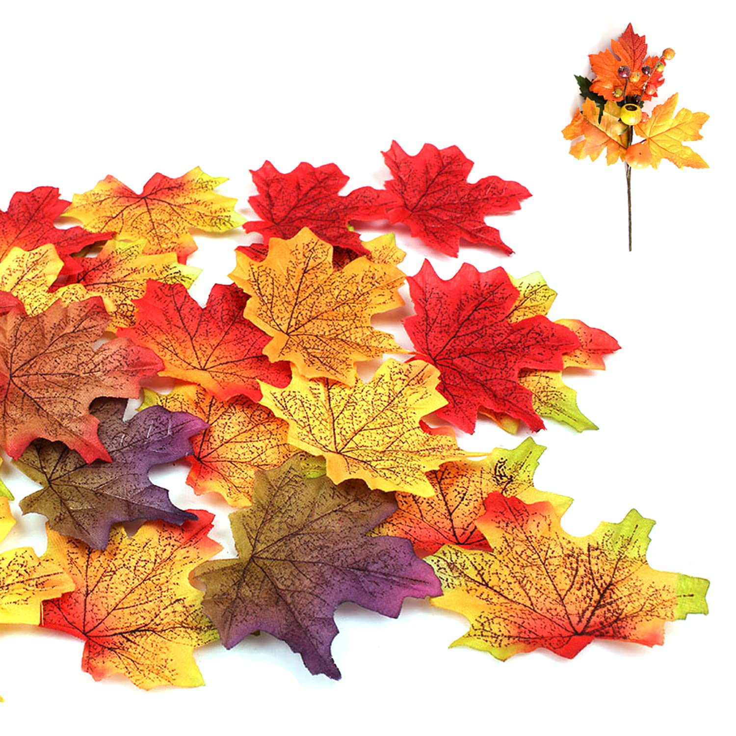 150 pieces of Artificial Autumn Fall Maple Leaves, 8cm simulated maple leaf plant, indoor classroom wedding party decoration for weddings, photo scene props, autumn parties, art scrapbooks.
