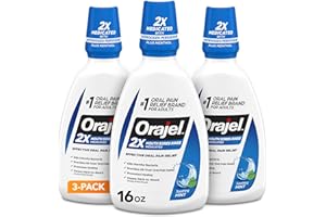 Orajel Nonseptic Mouth Sore Rinse 16oz, Soothing Mint Flavor, Provides Pain Relief, Promotes Healing, 3-Pack