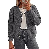 PRETTYGARDEN Fall Long Sleeve Cardigans for Women Trendy 2026 Lightweight Button Down Crewneck Loose Knit Sweater Clothes