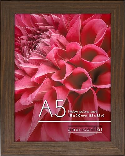 Americanflat A5 Walnut Photo Frame Engineered Wood Shatter Resistant Glass