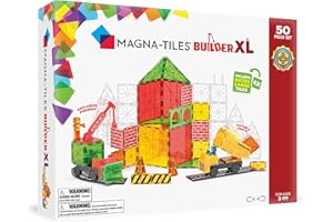 MAGNA-TILES Builder XL 50-Piece Magnetic Construction Set, The Original Magnetic Building Brand