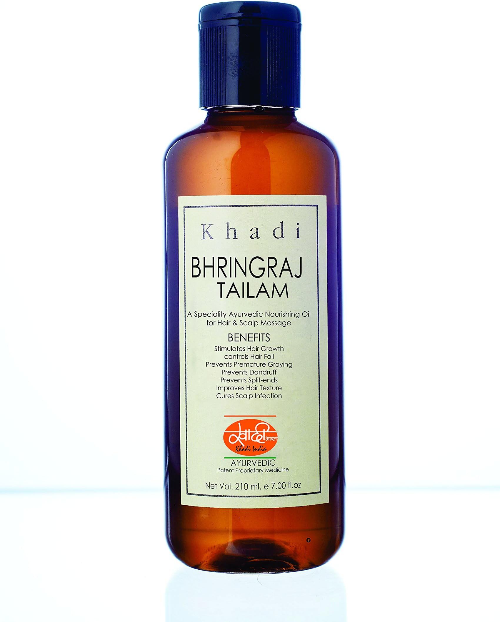 KHADI Bhringraj Oil - Anti Hairfall & Stimulates Hair Growth - Herbal & Ayurvedic - 210 ml