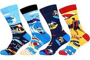 WeciBor Men's Funny Novelty Crazy Pattern Dress Crew Cotton Socks, Fun Gifts for Dad Grandpa
