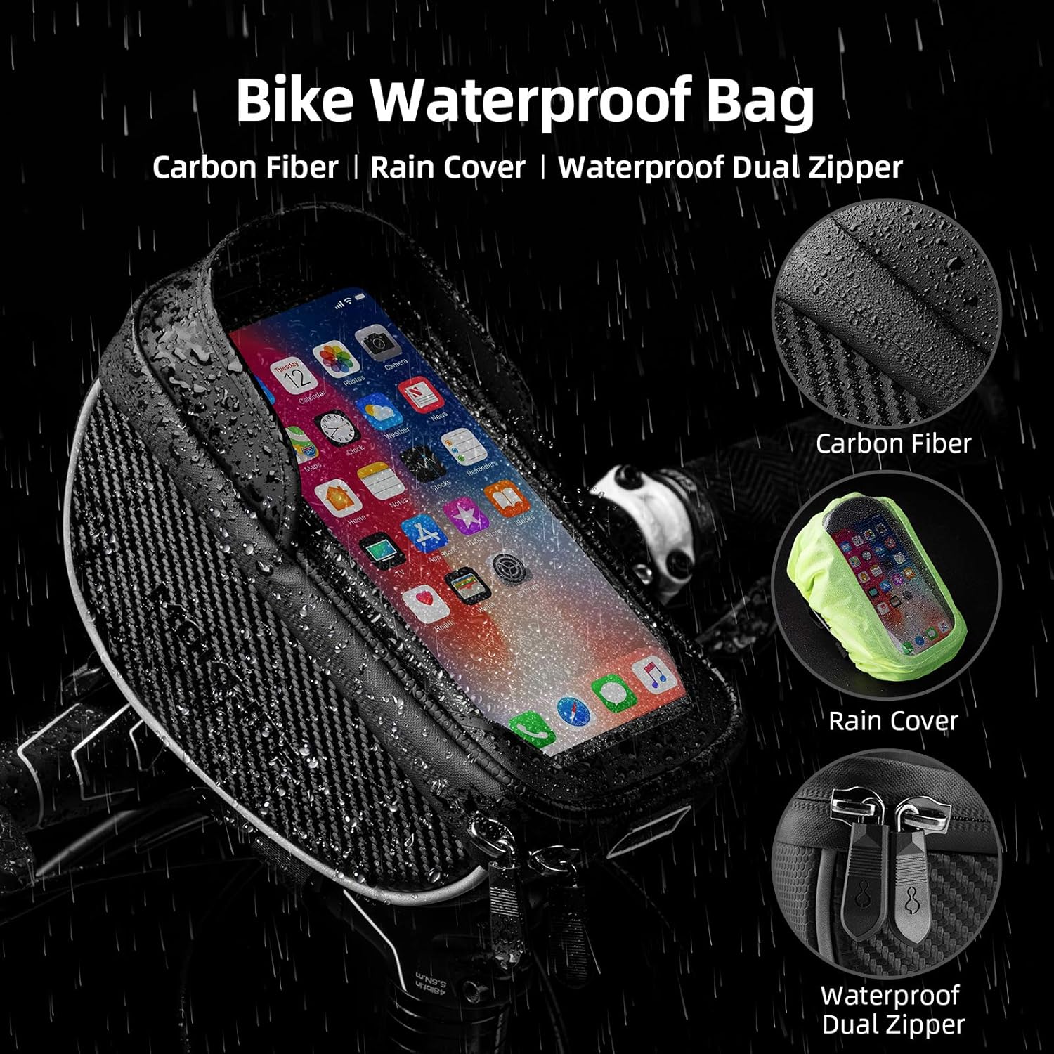 MOKFIRE Bike Phone Holder Bag Bicycle Phone Mount Waterproof Bag Bike Cell Phone Case Handlebar Bag Cycling Phone Pouch Front Frame Bag with TPU Touchscreen for iPhone xs Plus 11 12 pro max Below 6.5" : Sports & Outdoors