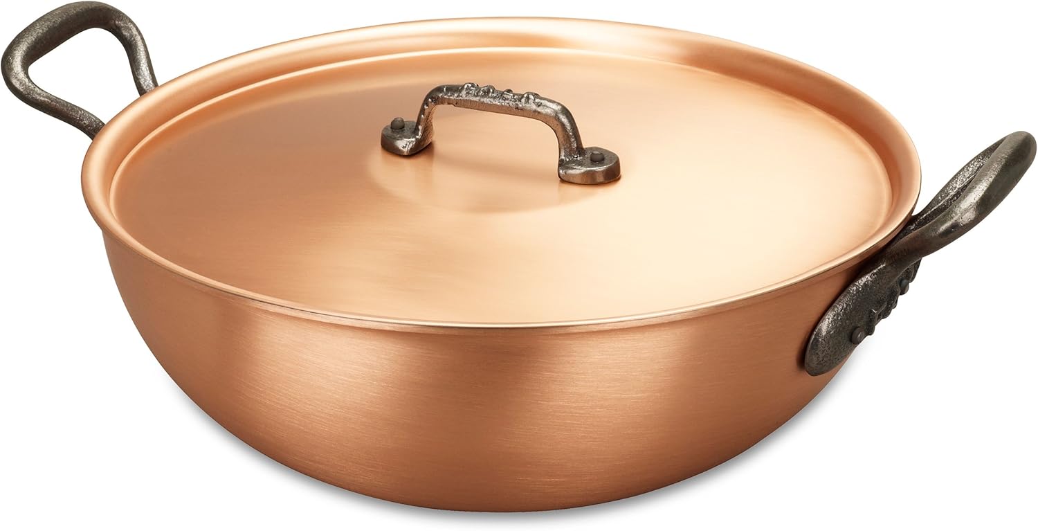 Falk Culinair 28cm Copper Wok with cast iron handles and matching cover