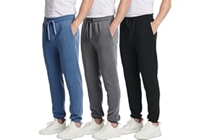 Real Essentials 3 Pack: Men's Fleece Elastic Bottom Jogger Sweatpants with Pockets (Available in Big & Tall)