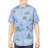 Men’s Short Sleeve Button Down Novelty Print Shirts – Casual Collared Summer Vacation Shirts for Men – Big & Tall Sizes S–4XL