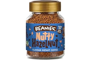 BEANIES THE FLAVOUR CO Beanies Flavour Instant Coffee -Nutty Hazelnut Instant Flavored Coffee - Bold & Adventurous Full-On Flavor - An Indulgent Sugar Free Taste Explosion - Low Calorie - Vegan & Gluten Free - Wheat & Dairy Free, 50g jar