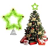 Lime Green Star Christmas Tree Topper with Red Balls, Funny Xmas Holiday Tree Top Decoration for Christmas Party and Home Decor
