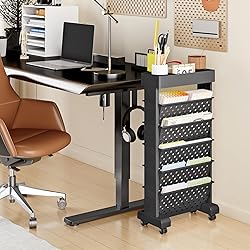 BYFU 6-Tier Movable Bookshelf Cart, Rolling File