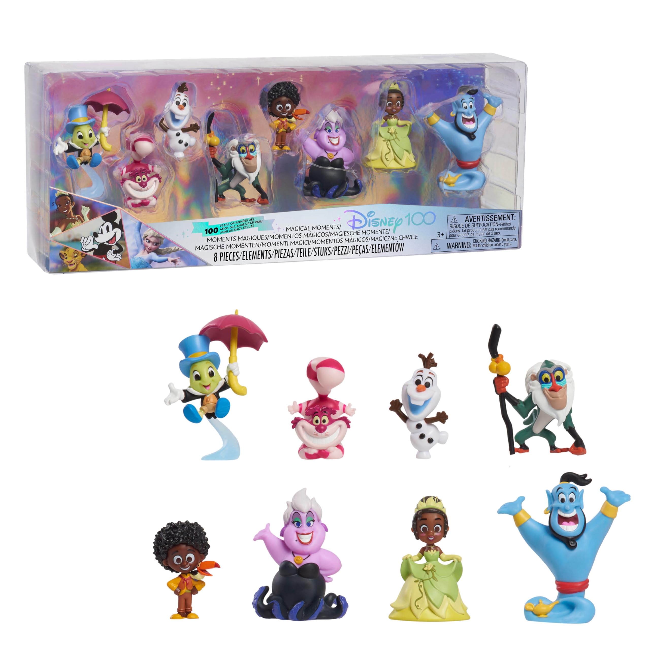 Disney 100 - Magical Moments Pack, Collectible Toy with Disney Characters, Includes 8 Different Figures, 100% Official Licensed Product, 12 to Collect, 3 Years, Famous (DED16C00)