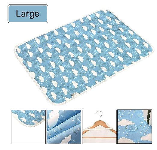 SYGA Baby 1 Piece Large Waterproof Bed Protecter Dry Sheet,Washable Reusable Bed Protector_Blue Cloud