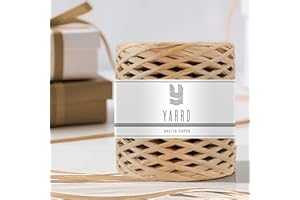 YARRD 218 Yards Natural Raffia Ribbon 360 Feet Roll Paper Twine - 1/4 Inch Width - DIY Wrapping Ribbon for Christmas