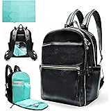 Diaper Bag Backpack Mominside Leather Baby Bag with 6 Insulated Pockets for Mom Dad, Baby Registry Search, Changing Station, 