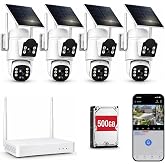 Camcamp Solar Security Cameras Wireless Outdoor, Dual-Lens Camera System | 4 Wireless Cameras 8 Views for Home Security, 10CH NVR with 500GB HDD, 360&deg;PTZ, No Monthly Fee, 2K Color Night Vision