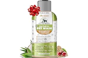 Oatmeal Dog Shampoo & Conditioner 17oz [USA] 5 in 1 Plant-Based Organic Sulfate-Free Soap-Free-Tearless Moisturizer for Dandruff Allergies & Itchy Dry Sensitive Skin-Puppy Grooming [Pro Pet Works]