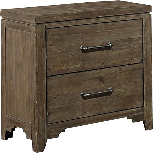 Amazon Com Homelegance Iyer 2 Drawer Nightstand Weathered Brown Furniture Decor