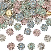 FINGERINSPIRE 120 PCS Flower Shape Crystal Rhinestone Buttons 4 Colors Sew on Rhinestone Buttons Golden Back Floral Shape Reusable Iron Crystal Decoration for DIY Crafts Clothes Dress Handwork