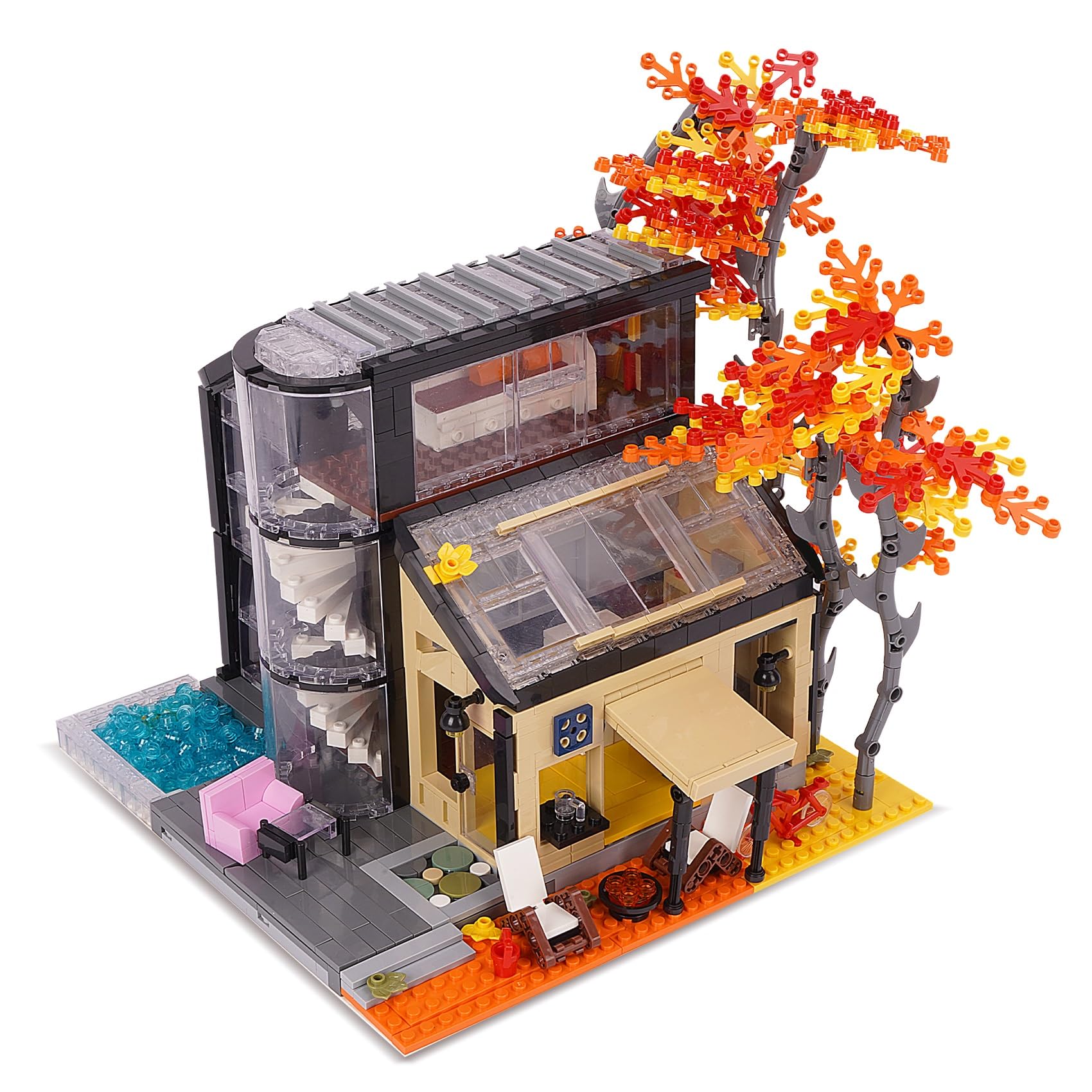 Oichy Architecture Building Blocks Set, Mountain Villa Construction Toys Modular House Toy Mini Building Bricks Gift for Nature and Architecture Collector (2008pcs)