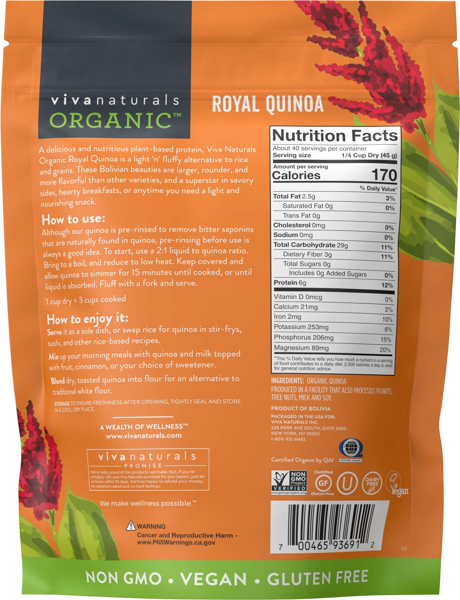 Viva Naturals Organic Quinoa, 4 lb Plant Based Protein, Fiber and