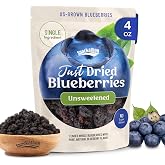 Snackathon Unsweetened Dried Blueberries, 4 oz, No Sugar Added, Just 100% Sun-Dried California Whole Berries, All Natural, Non-GMO, No Oils, Resealable Bag, Dried Fruit for Baking &amp; Snacking