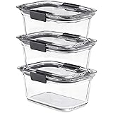 Rubbermaid Brilliance Glass Storage 4.7-Cup Food Containers with Lids, Clear (Pack of 3)