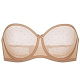 DOBREVA Women's Mesh Strapless Bra Sheer Unlined