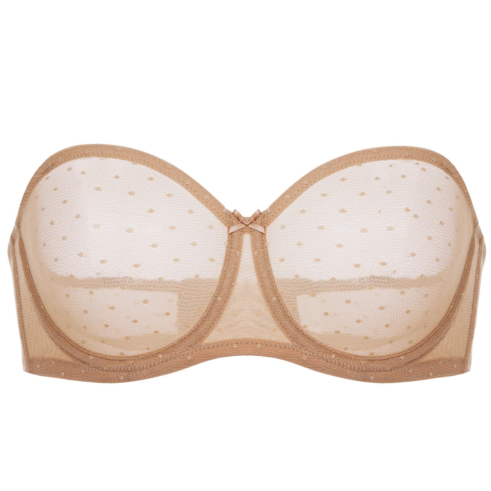 DOBREVA Women's Mesh Strapless Bra Sheer Unlined