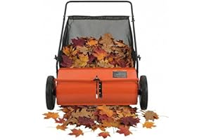 MilleLoom 26 Inch Push Lawn Sweeper, 5 Upgraded Spinning Brushes, 8.5 Ft³ Tear-Resistant Oxford Bag, Stepless Height Adjustme
