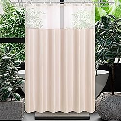 Gibelle Waffle Weave Shower Curtain with Mesh Top
