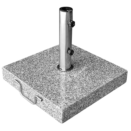 anndora Granit Sonnenschirmständer 40kg rollbar 45x45cm Adapter 48, 38mm - Hellgrau Poliert