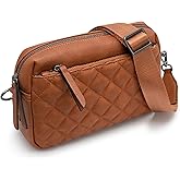 Alldaily Small Triple Zip Crossbody Purse for Women, Vegan Leather Phone Bag with Wide Shoulder Strap