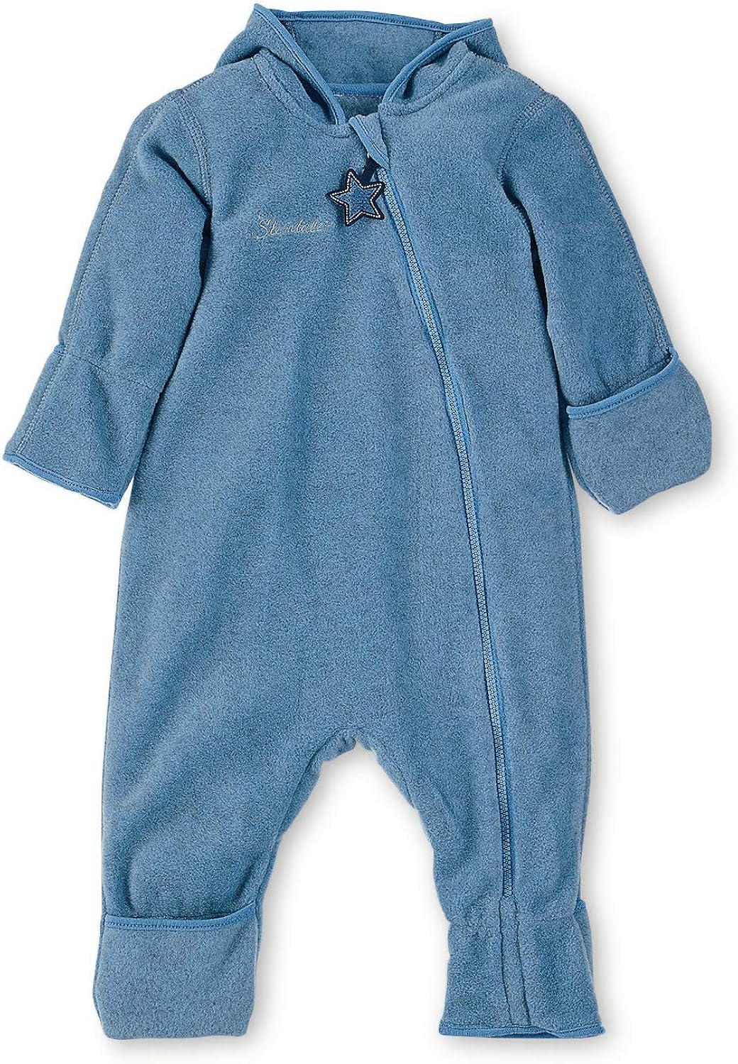 Sterntaler Baby Boys Unisex Fleece-Overall With Zipper, Size: 6M, Medium Blue Romper, Blue (Mittelblau Mel. 375)