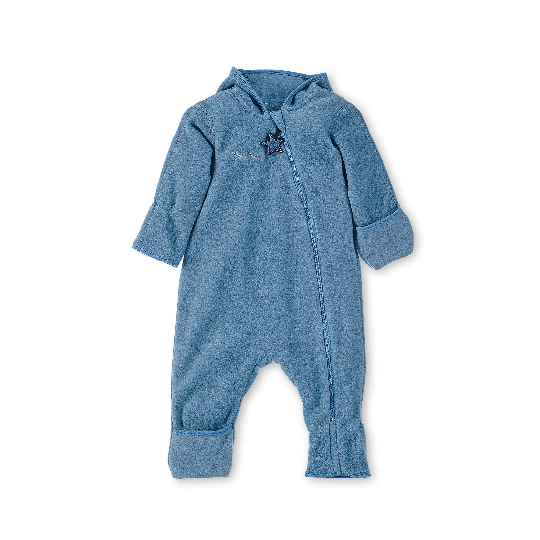 Sterntaler Baby Boys Unisex Fleece-Overall With Zipper, Size: 6M, Medium Blue Romper, Blue (Mittelblau Mel. 375), 3-6 Months (Manufacturer Size: 68)