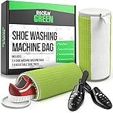 Rockin'Green Shoe Washing Machine Bag - 360° Deep Clean Shoe Washing Bag - Reusable Shoe Bag for Washing Machine with Cleaning Fibers and Zipper (2 Pieces)