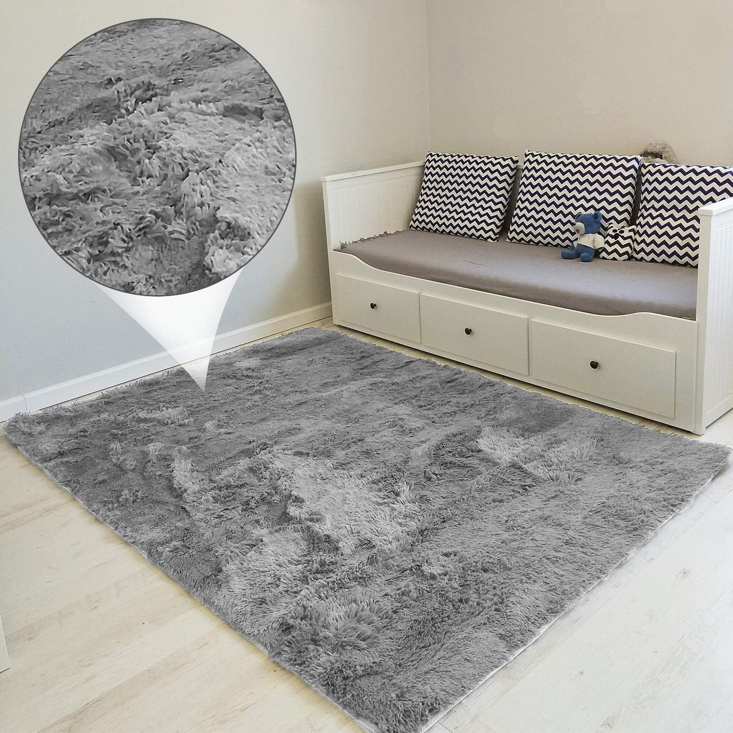 rug bedroom carpet large rugs for living room shaggy (grey, 200 x 300 cm) Amazon.co.uk
