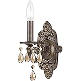 Paris Market 1 Light Golden Teak Hand Cut Crystal Venetian Bronze Sconce