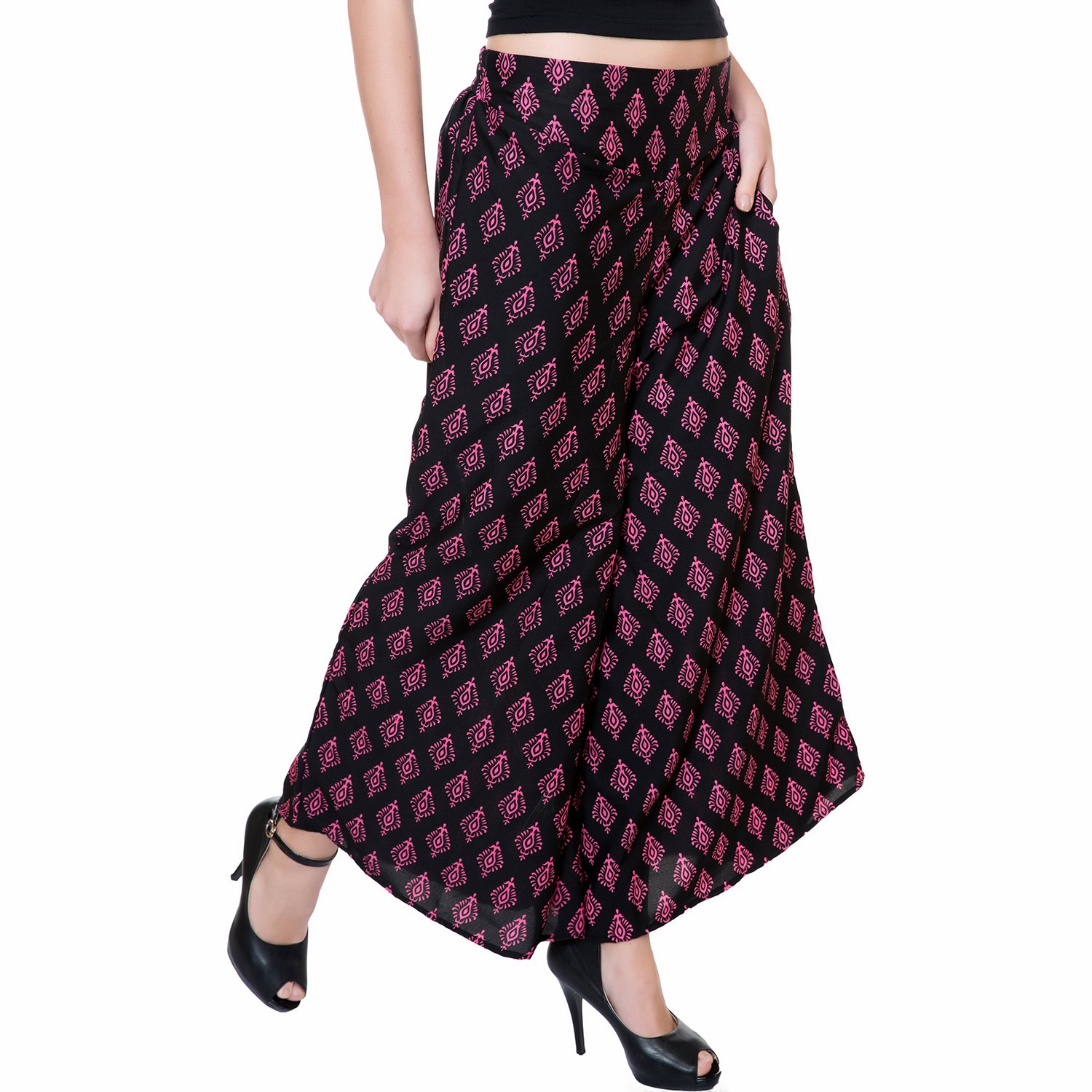 tashi printed poly crepe stylish plazzo for women pack of 2