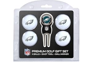 Team Golf NFL Regulation Size Golf Balls (4 Count) & Divot Tool with Removable Double-Sided Magnetic Marker