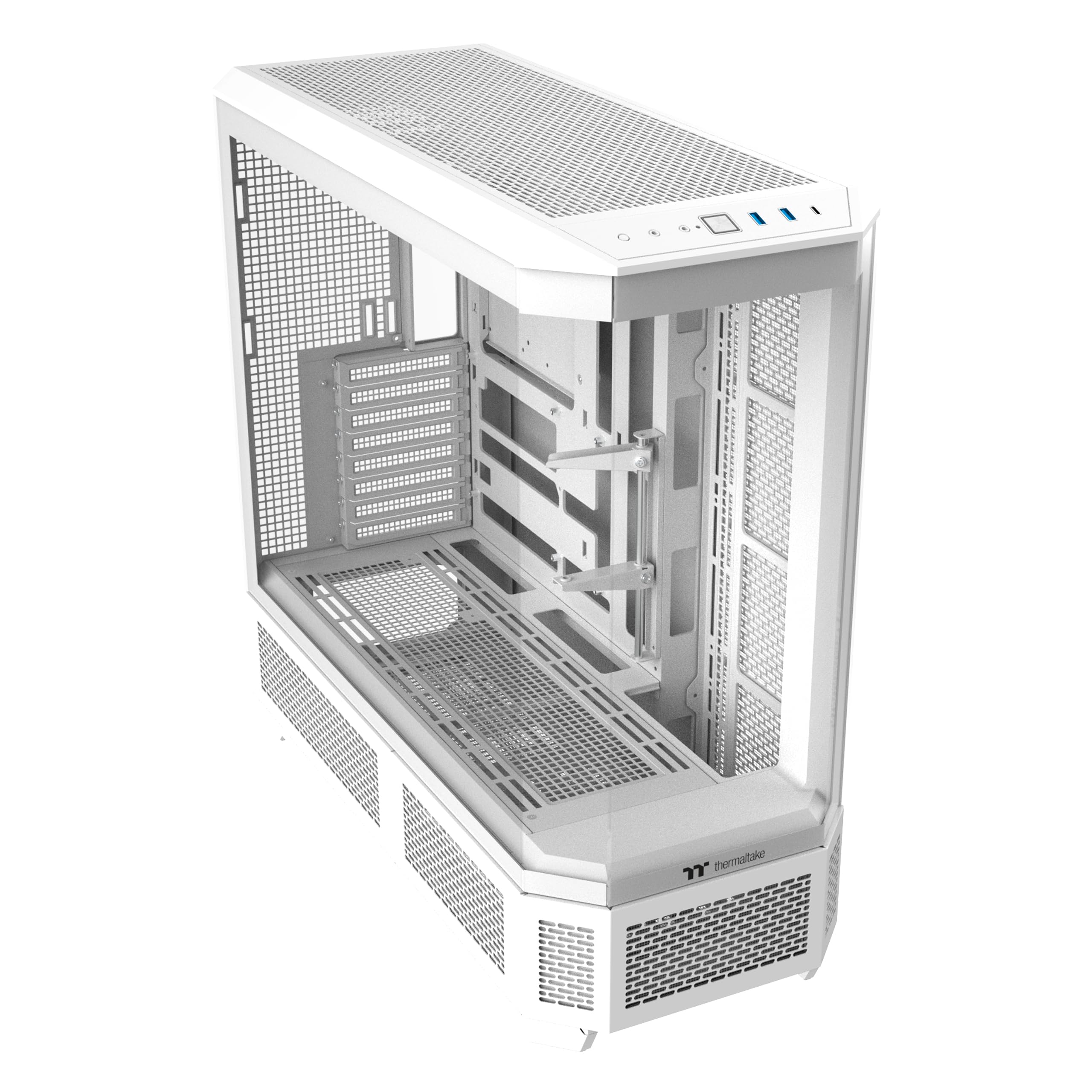 Thermaltake View 600 TG; Full Tower; 420mm Radiator Support; 480mm GPU Clearance; Hidden Connector Support; Rotatable PCIe Slots; 220mm PSU Clearance; Snow; CA-11H-00F6WN-00 Image