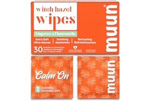 Muun Witch Hazel Wipes - 30 Counts Individually - Soothing Feminine & Hemorrhoids Wipes - Postpartums Support - Wet Wipes for