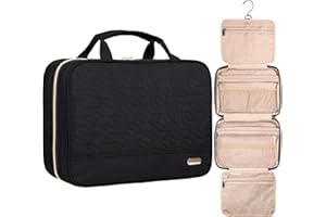 BALULHG Travel Toiletry Bag for Women with Hanging Hook Traveling Essentials Organizer Water-Resistant Hanging Makeup and Toiletry Bag for Cosmetic Toiletries Make-Up,039-Large-Black