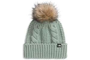 The North Face Kids' Oh Mega Fur Pom Beanie | Deep Fit, Cuffed Winter Hat, Soft Cable Knit Texture, Removable Faux-Fur Pom